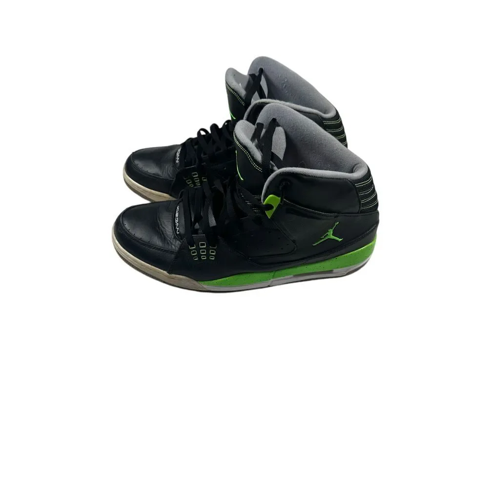2013 Air Jordan Black Green Basketball Sneakers High Top Athletic Shoes‎ Size 16